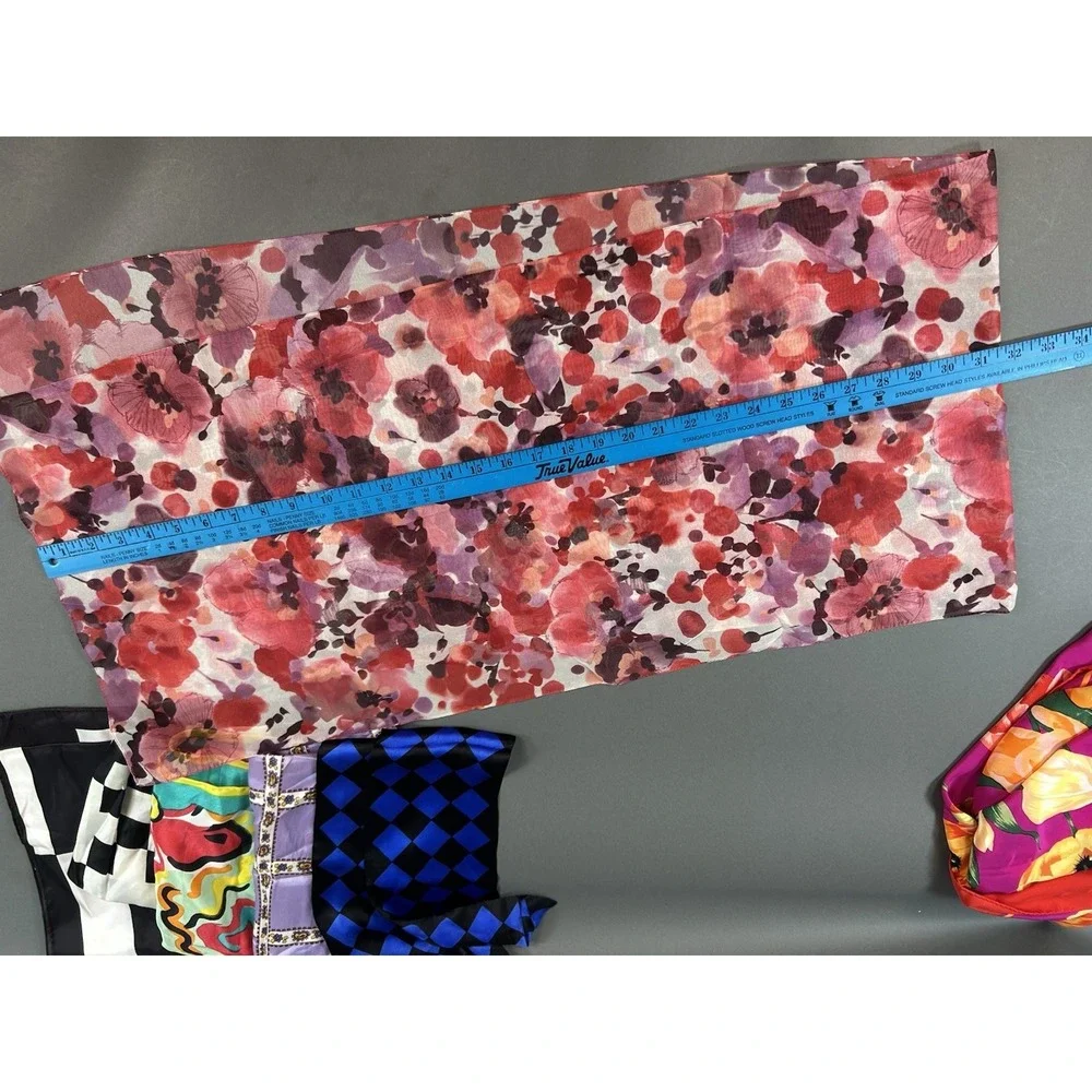 Lot of 7 Women's Fashion Scarves Floral Geometric Square Oblong Multicolor